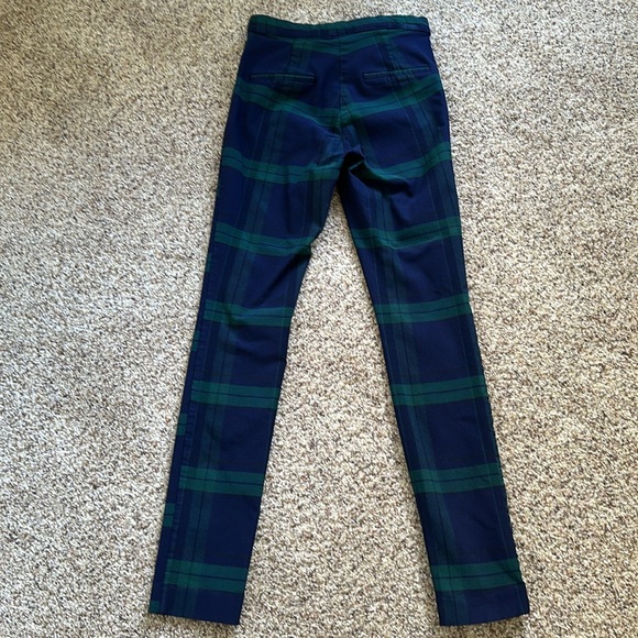 H&M Navy & Green Plaid Stretch Chino Pants Size 4 - Picture 7 of 8